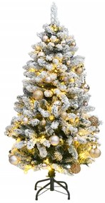 Albero Natale Incernierato con LED e Palline, Albero Natale Incernierato con 150 LED e Palline 120 cm VI