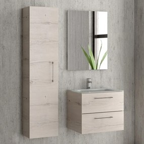 Composizione lavabo bagno con mobile 60 cm, colonna e specchio EL-60B - KAMALU