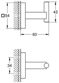 GROHE 40961DC0 - Gancio per accappatoio START CUBE in acciaio inox