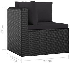 Set Divani da Giardino 9 pz con Cuscini in Polyrattan Nero