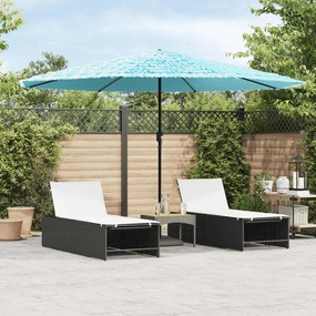 Ombrellone Giardino Con Palo İn Acciaio Blu 388x388x248 Cm /