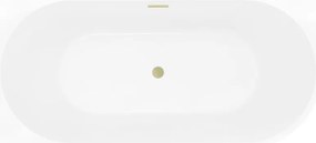 Mexen Silo vasca indipendente ad angolo sinistro scanalata 170 x 80 cm, bianca, troppopieno oro spazzolato - 52891708000L-55