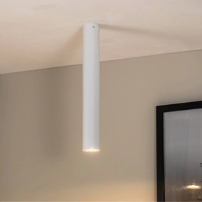 EMIBIG LIGHTING Tecno 1L, faretto da soffitto, acciaio, GU10, altezza 45 cm, bianco