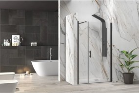 Kamalu - Porta doccia nera opaca 170 cm battente e anta fissa | KS5000N