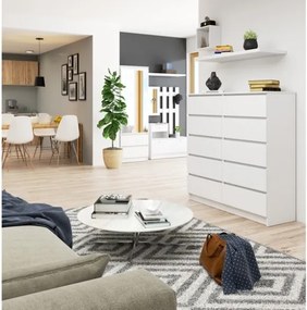 Cassettiera Credenza 120x40x120 Cm 10 Cassetti Artika Bianco Opaco
