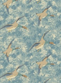 Mulberry Home Carta da parati Forest Ducks - Blue