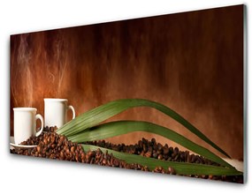 Quadro di vetro Tazze di caffè in grani Cucina 100x50 cm