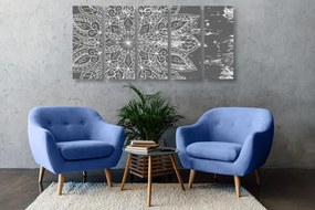 Quadri 5 pezzi – Texture di Mandala in bianco e nero