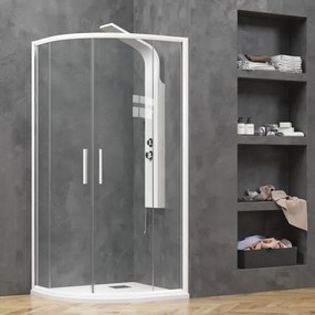 Box doccia semicircolare 80x80 finitura bianca opaca KE-2000B - KAMALU
