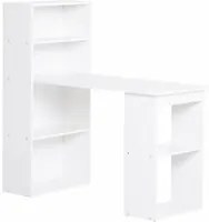 EasyComfort Scrivania Computer con Libreria Salvaspazio, Tavolo da Pranzo per Ufficio e Studio, 120x55x120 cm, Bianco