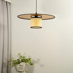 Lampada a sospensione Euluna Manila, colore oro, rattan, Ø 50 cm