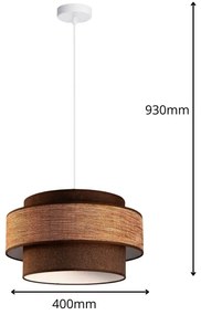 Lampadario a sospensione con filo GRACE 1xE27/60W/230V diametro 40 cm marrone/beige