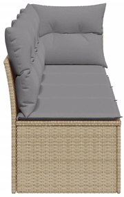 Divano da Giardino con Cuscini a 4 Posti Beige in Polyrattan