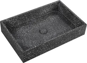 Lavabo da appoggio rettangolare con finitura terrazzo nero | KTERD-600N - KAMALU