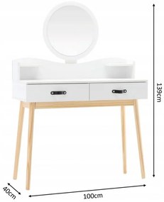 Tavolino da toilette scandinavo bianco con specchio