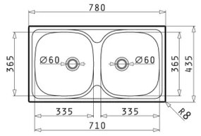 Pyramis 100125101 - Lavello cucina E78 78x43,5 cm satinato