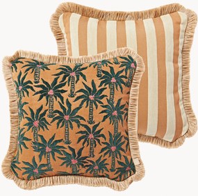 Cuscino reversibile da esterno fatto a mano Laura & Jackie