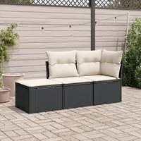 Set Divani da Giardino 3 pz con Cuscini in Polyrattan Nero 3249305