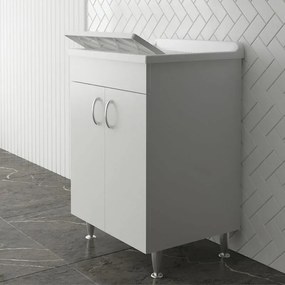 Mobile lavatoio 60 x 50 in legno nobilitato con asse e kit di scarico incluso Fedra