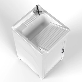Mobile Lavatoio 45x50x85 cm 1 Anta in Resina Bianco...