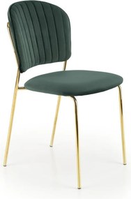 K499 sedia in velluto verde scuro BLUVEL 78 con struttura metallica dorata