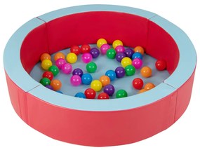 Costway Piscina in schiuma per bambini con 50 palline colorate, Vasca piscinetta rotonda da interno ed esterno Rosso