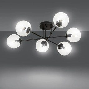 Lampadario da soffitto Brendi 6B Nero con sfere trasparenti E14 Colore del corpo Nero