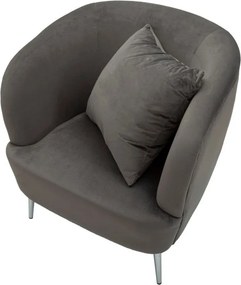 Poltrona grigia con poggioli/con gambe con rivestimento in velluto Silvery – Mauro Ferretti