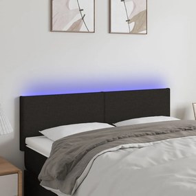 Testiera A Led Nera 144x5x78/88 Cm İn Tessuto /