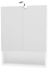 Pensile con luce Cube bianco lucido L 62 x H 81 x P 15.5 cm