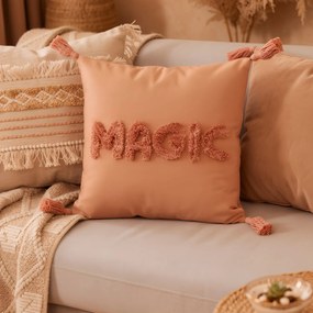 Cuscino divano 45x45 cm scritta Magic con nappine