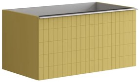 Mobile da bagno sotto lavabo Pixel grid giallo laccato opaco L 80 x H 40 x P 45.5 cm 2 cassetti, lavabo non incluso