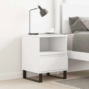 Comodino Bianco 40x35x50 Cm İn Legno Multistrato /