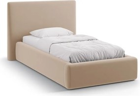 Letto Asti in velluto con contenitore e testiera imbottita - 90×200 cm