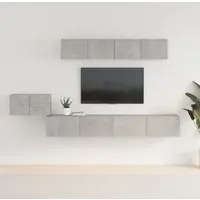 Set di Mobili Porta TV 5 pz Grigio Cemento in Legno Multistrato cod mxl 69356