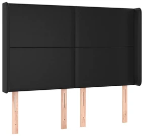 Testiera a led nera 147x16x118/128 cm in similpelle
