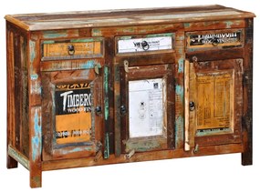Credenza İn Legno Di Recupero Vintage Con 3 Cassetti E 3 Ante /