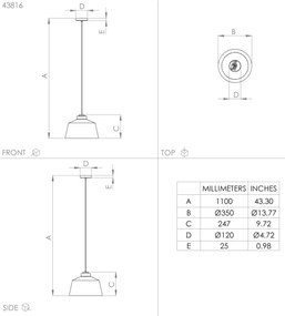 Eglo 43816 - Lampadario a sospensione con filo SOUTHERY 1xE27/40W/230V
