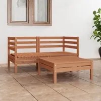 Set Divani da Giardino 3 pz Miele in Legno Massello di Pino cod mxl 36995