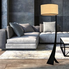 Lampada da Terra ESTRELLA LP1 in Acciaio E27 Colore del corpo Rattan