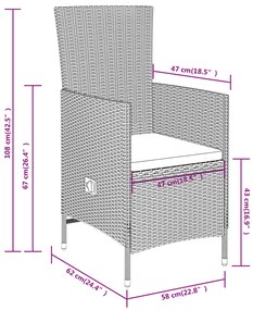 Set da Pranzo da Giardino 7 pz con Cuscini Beige