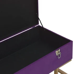 Panca con vano portaoggetti 105 cm viola in velluto