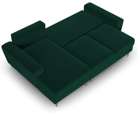 Divano angolare verde allungabile e con contenitore (con penisola a sinistra/con chaise lounge) con rivestimento in velluto Kyoto – Cosmopolitan Design