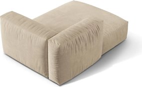 Parte divano componibile beige (con penisola a sinistra) con rivestimento in velluto Martina – Micadoni