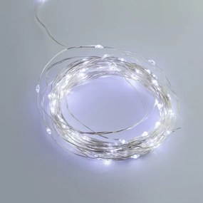 Mini LED 8 GIOCHI DI LUCE 15m Cavo ARGENTO IP44 Colore Bianco Freddo 7500 - 8500 °K