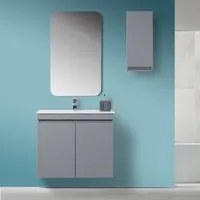 Mobile Sospeso Bagno Moderno 2 Ante Grigio L.80 cm con Specchio