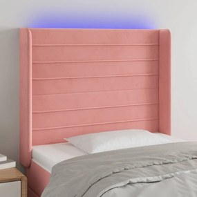 Testiera A Led Rosa 83x16x118/128 Cm İn Velluto /