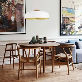 Lampadario Natura Bois bianco paralume bianco E27 Ø40cm LUMICOM