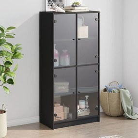 Credenza Con Ante Nera 68x37x142 Cm İn Legno Multistrato /
