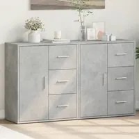 Credenze 2 pz Grigio Cemento 60x31x70 cm in Legno Multistrato 3276556